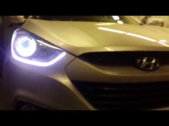 Led tuning фар Хендай IX 35. Orioncars.ru