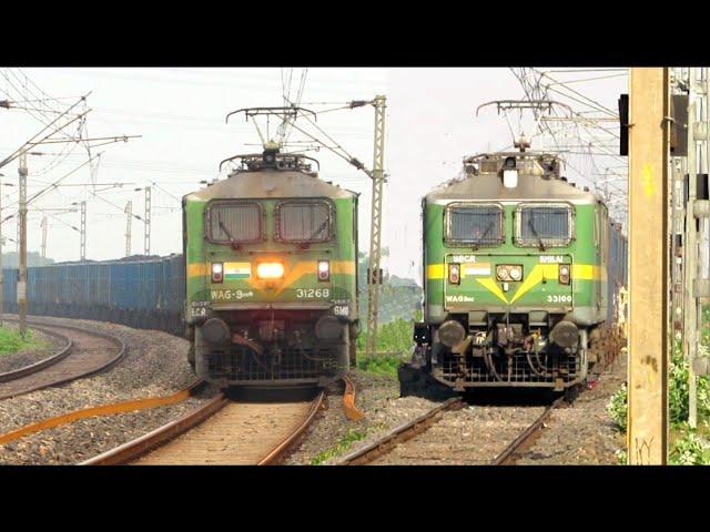 [11 in 1] GREEN HORSE WAG-9 Locomotive Freight Trains at Full Speed! India's Strongest Locomotive!