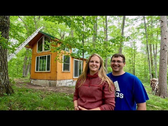 Back at our OFF GRID CABIN! Windows, Bathroom, Beautiful Cedar Paneling