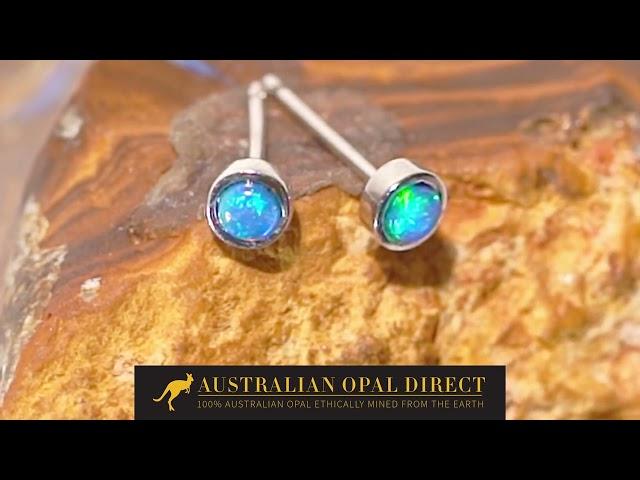 Gold Earrings, Green Earrings, Opal Stud Earrings - Australian Opal Direct | Worldwide Shipping