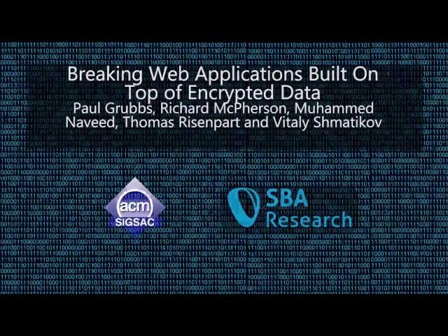 CCS 2016 - Breaking Web Applications Built On Top of Encrypted Data