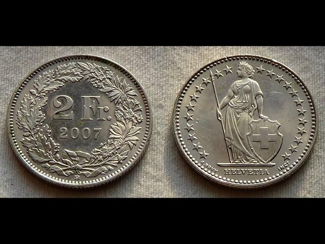 2 Francs (Helvetia standing; copper nickel) SWITZERLAND 2007