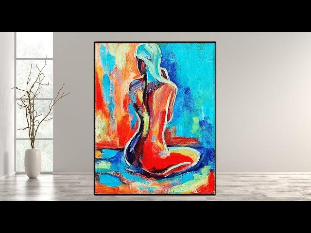 Abstract Painting Easy for Beginners /Abstract Figurative Painting in Acrylics/ MariArtHome