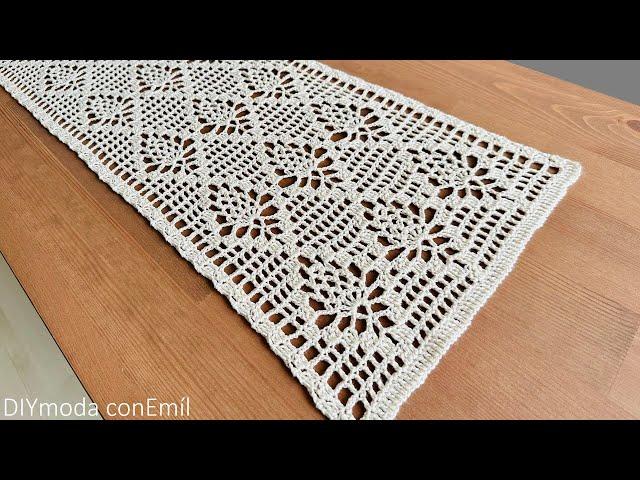 Patrón a crochet para tejer Camino de Mesa Carpeta Mantel paso a paso