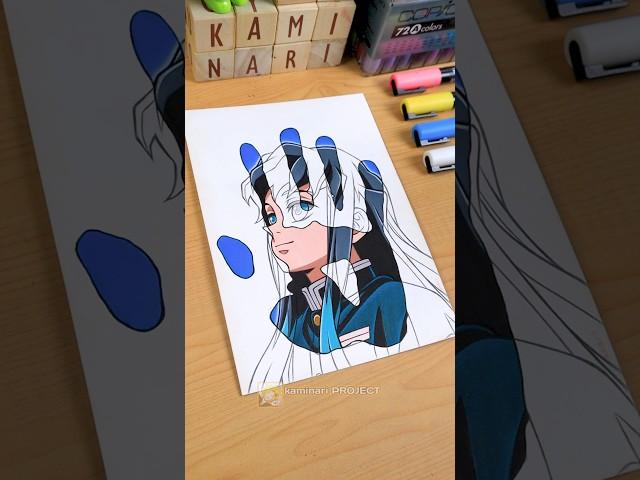 MUICHIRO TOKITO - Demon Slayer / 鬼滅の刃 || Hand Stained Art  Apps AR Drawing #shorts  #demonslayer
