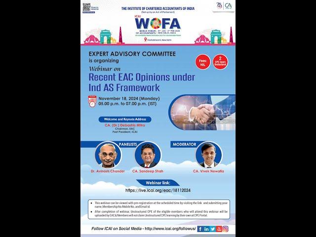 Webinar on 'Recent EAC Opinions under Ind AS Framework'