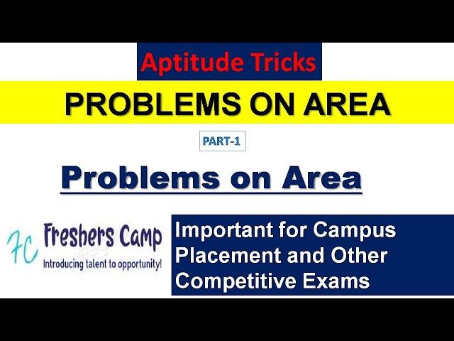 Aptitude Tricks : Problems on Area Part - 1 | Freshers Camp | Campus Placement