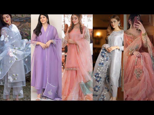 30+Organza fabric dupatta suits designs||suits designs with organza dupatta||organza suits designs