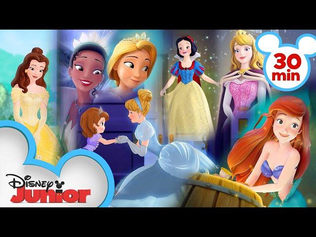 Every Time Sofia Meets a Disney Princess | Sofia the First | @disneyjr