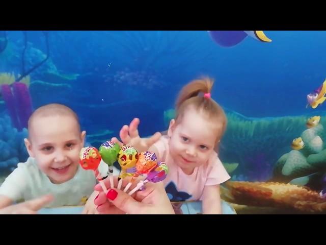 Kostya and Mila study Chupa Chups colors/Educational videos for children