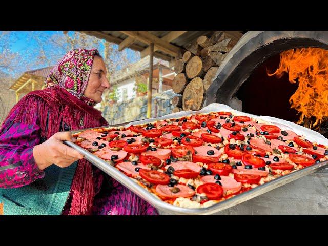 Huge Assorted Pizza for a Big Family! Life in the Village of Azerbaijan