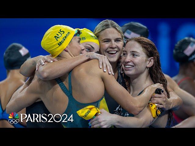 Australia completes 4x100m free relay four-peat, USA silver | Paris Olympics | NBC Sports