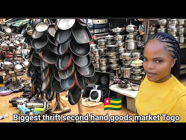 Cheapest thrift market Togo . Old Furniture , kitchen utensils and household appliances market