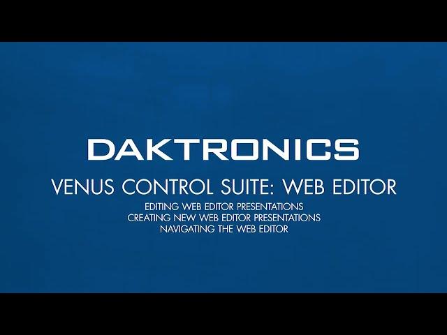 Venus Control Suite: Web Editor