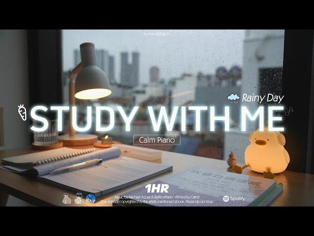 1-HOUR STUDY WITH ME | Calm Piano , Rain Sounds️ | Pomodoro 25-5 | Early summer Rain