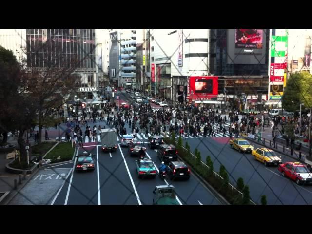 Alle-gehen-Kreuzung in Shibuya, Tokio (Dezember 2010)