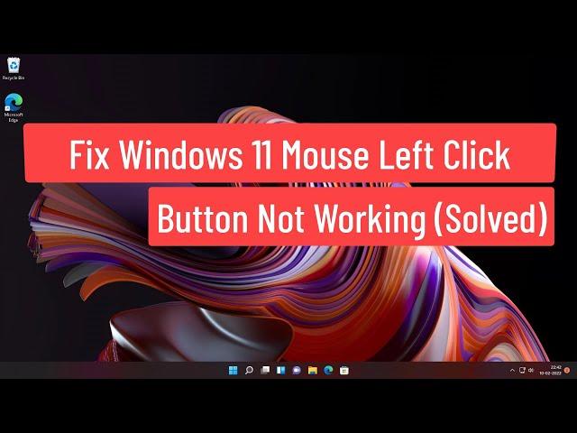 Fix Windows 11 Mouse Left Click Not Working (Solved)