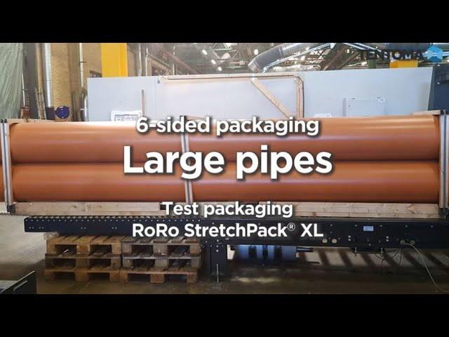 Packaging machine for large pipes and tubes