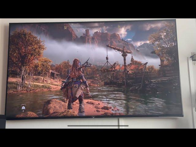 Horizon Forbidden West - Performance and Resolution mode, camera rotation, filming the TV