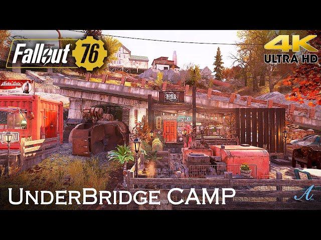 Fallout 76 - Under bridge Steel Deposit Bunker CAMP w/ tutorial in 4K