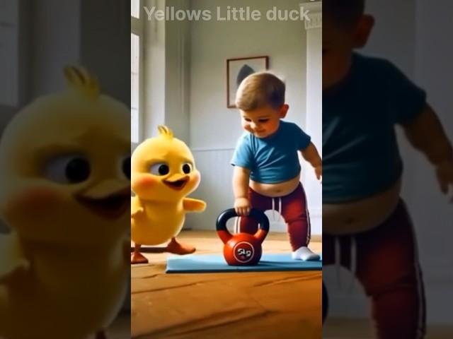 Little Duck buys kettlebell for friend to work out#shorts #cute #duck#pets #ducklings
