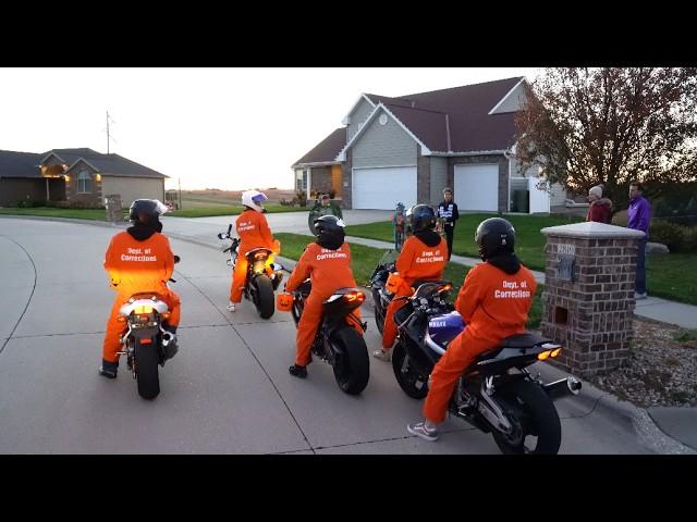 Handing Out Candy On Sport Bikes for Halloween! (Cops called in!)