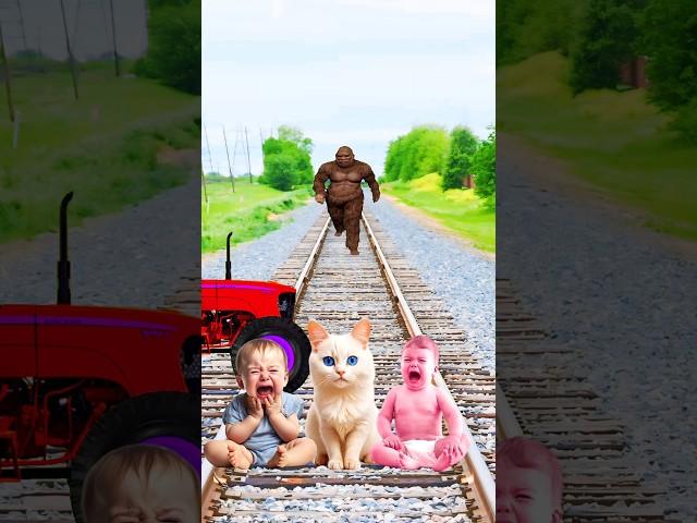 White colors Cute cat & babyvswolf&traindriver tom vfx #funny #video 