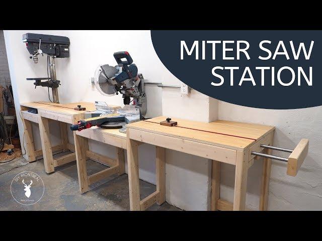 Miter saw station | with extension wing & integrated drill press