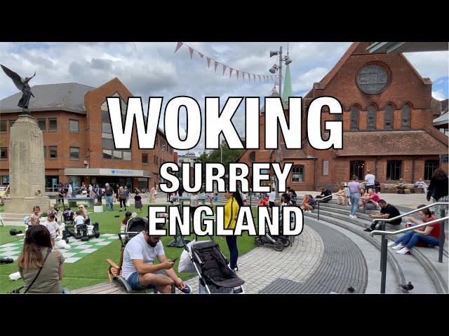 Woking Town Centre Street View, Surrey, UK, England , 4K HDR