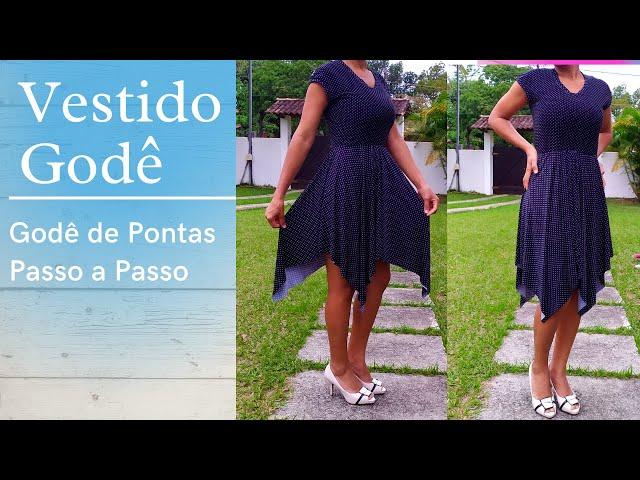 Diy- VESTIDO COM SAIA GODÊ DE BICO 4 PONTAS FÁCIL [Iniciantes] DRESS WITH EASY TOPPED GODDLE SKIRT