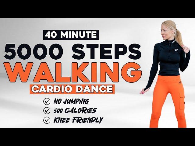 5000 STEPS IN 40 Min - Walking Cardio DANCE Workout to the BEAT, Burn Fat, Knee Friendly, No Jumping