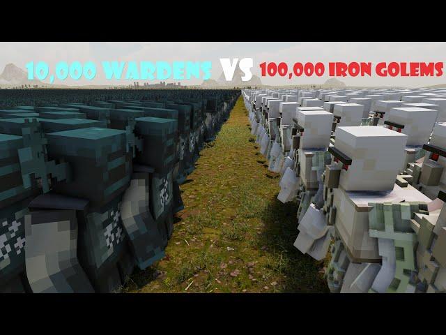 Minecraft Battle | 10,000 Wardens vs 100,000 Iron Golems | Ultimate Epic Battle Simulator 2