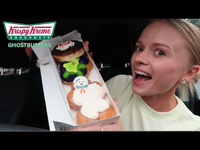 KRISPY KREME Ghostbusters doughnuts Cookies & Creme, Stay Puft Marshmallow Man, & Slimer review