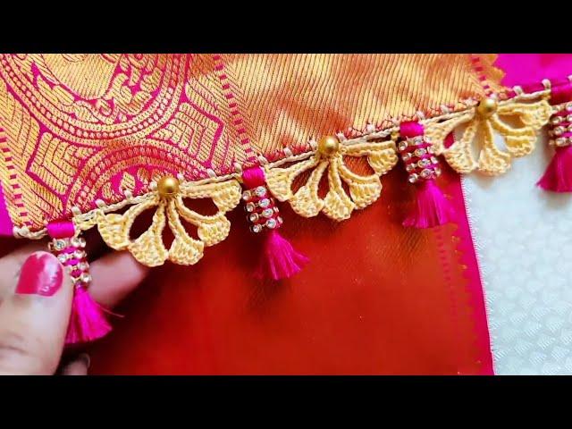 Bridal saree kuchu #kroshakuchu #sareekuchu #bridal saree kuchu design // Nandana Creations //