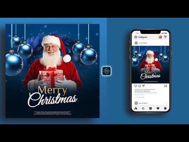 Merry Christmas Social Media Banner Post Design in Photoshop Tutorial