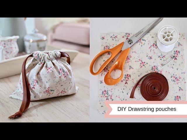 DIY drawstring pouches, easy sew.