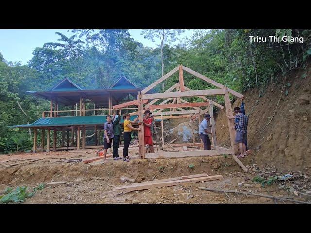 Timelapse Full video complete the girl build wooden house in the forest