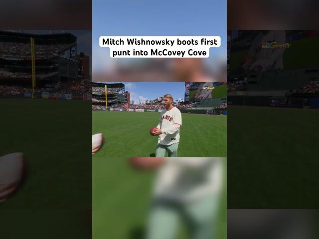 Mitch Wishnowsky boots the ceremonial first punt into McCovey Cove 