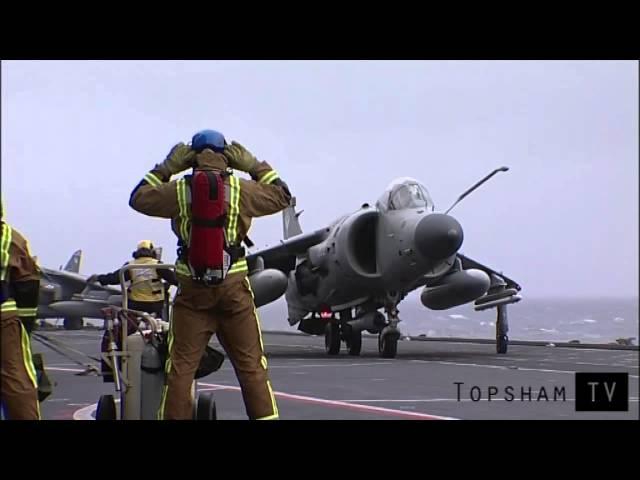 HMS Illustrious Sea Harrier flight deck flying operations