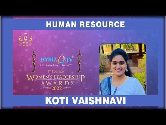 Vaishnavi - Human Resources Category Award || Women's Leadership Awards 2022 || Hybiz tv