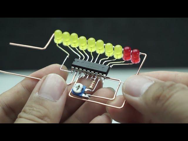 How to make audio level indicator with LM3915 ic - freeform circuit │SimpleCircuits