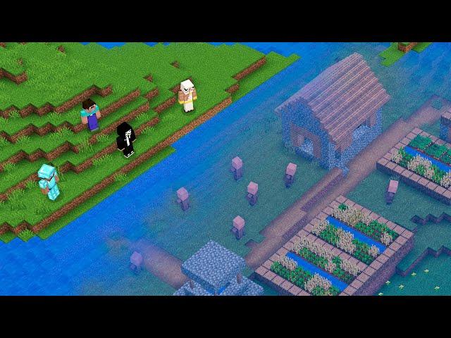 UNDERWATER VILLAGE CHALLENGE! WATER SECRET Minecraft NOOB vs PRO vs HACKER vs GOD! 100% TROLLING