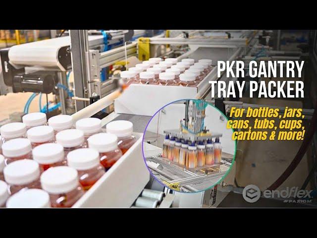 Pick & Place Vitamin Gummy Bottles into Retail Display Trays with PKR Gantry Robotic Packer