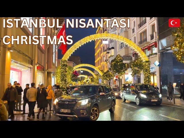 Istanbul Nisantasi Christmas Nightlife Walking Tour 2024 | 4k HDR | Parivish World