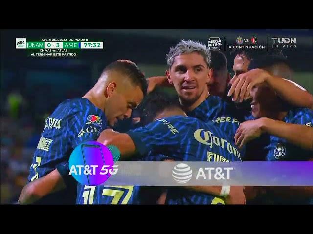 Gol de Alejandro Zendejas | Pumas 0-3 América | Liga BBVA MX - Apertura 2022 - Jornada 8