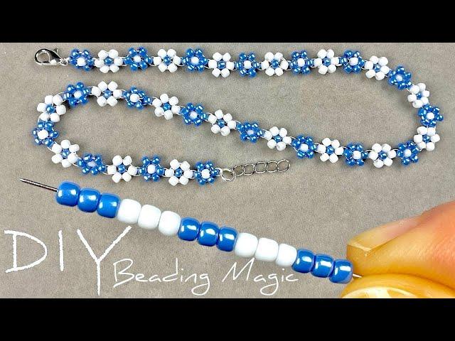 Flower Beaded Necklace Tutorial: Seed Bead Jewelry Making | Beading Tutorials