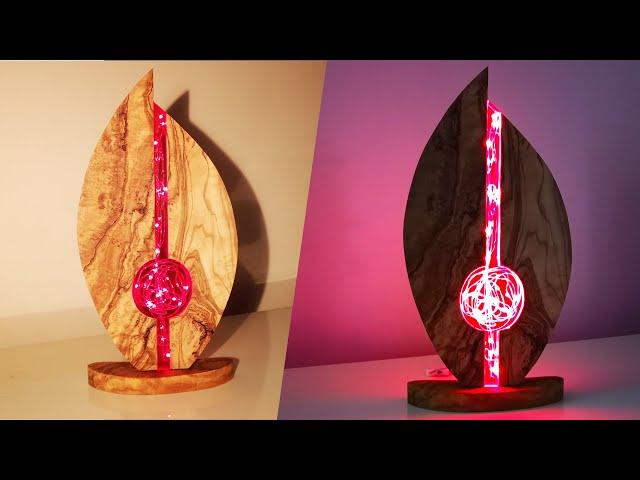 Night Lamp with Epoxy Resin and Red LED lights - Resin Art