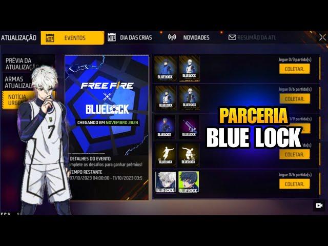 NOVAS SKINS FF X BLUE LOCK, TODOS OS ITENS DA PARCERIA E MAIS NOVIDADES FREE FIRE