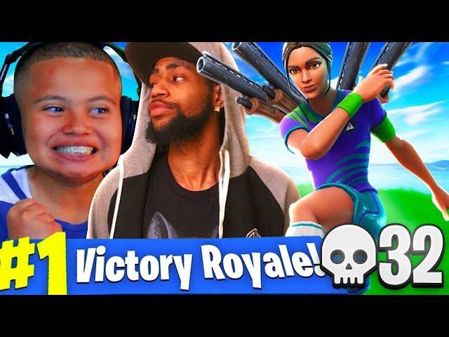 MY LITTLE BROTHER PLAYS LIKE TSM DAEQUAN IN SOLO SQUADS!! SO MANY KILLS SHOTGUN ONLY FORTNITE BR!!