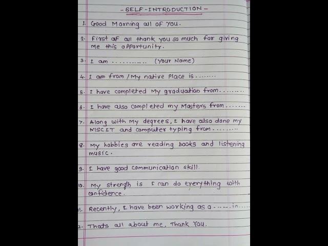 Self- Introduction # How to introduce yourself #introduce yourself #about yourself #intro # tell